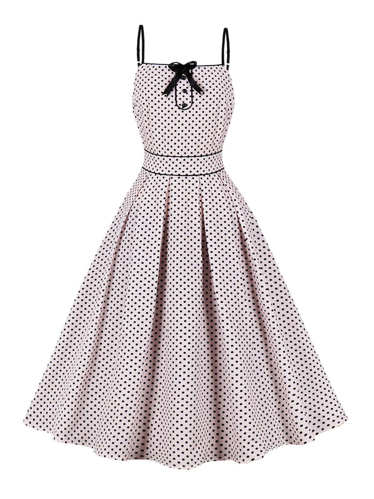 Hellrosa 1950er Polka Dots Swing Kleid