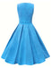 Blau 1950er Solide Ärmelloses Swing Kleid