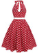 [Vorverkauf] [Übergröße] Rot 1950er Polka Dot Halter Kleid