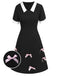 [Vorverkauf] Schwarz 1960er Kontrast Schleife Revers Kleid
