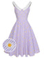 [Vorverkauf] Lila 1950er Plaid Daisy V-Ausschnitt Kleid
