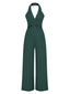 1930er Solide Button Halter Revers Jumpsuit