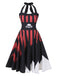 Schwarz & Rot 1950er Halloween Halter Schädel Kleid