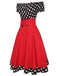 Schwarz & Rot 1950er Polka Dots Schulterfrei Kleid