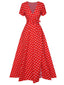 1930er Seitlicher Schlitz Tief V-Ausschnitt Polka Dots Kleid