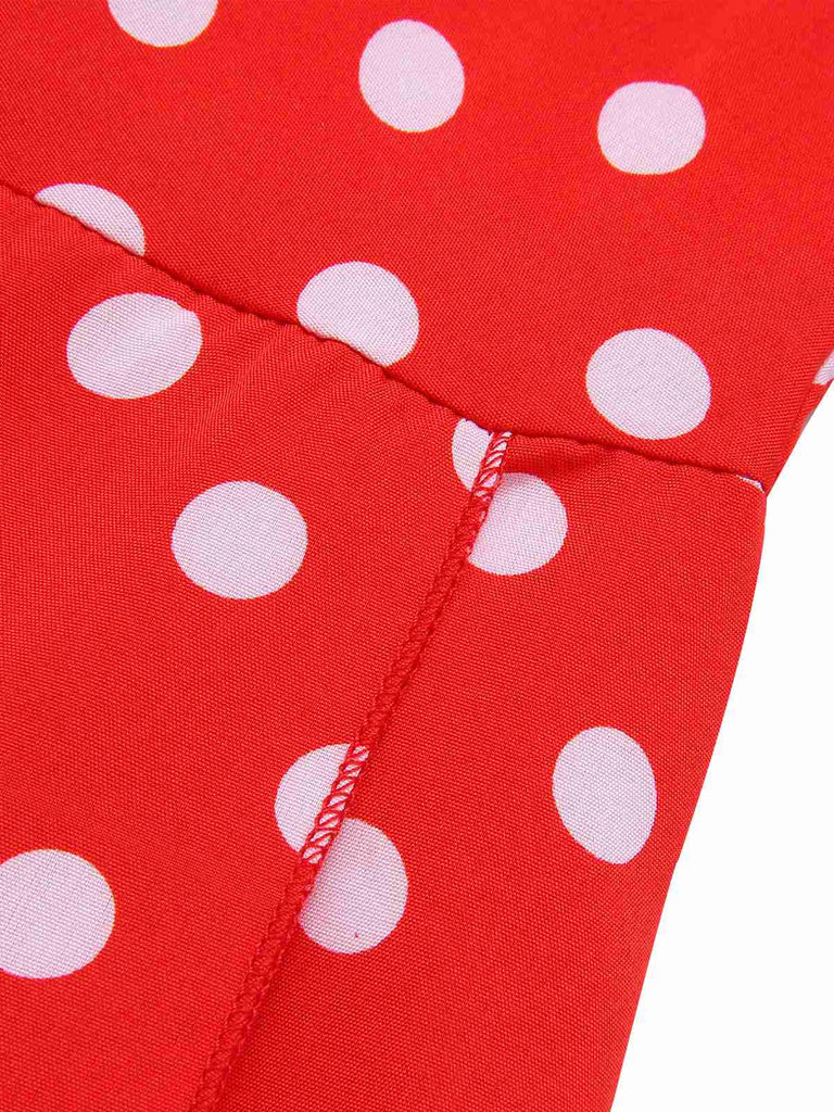 1930er Seitlicher Schlitz Tief V-Ausschnitt Polka Dots Kleid