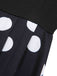 Schwarz 1940er Polka Dots Patchwork Taille Binden Kleid