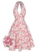 [Vorverkauf] Rosa 1950er Blumen V-Ausschnitt Kleid