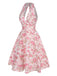 [Vorverkauf] Rosa 1950er Blumen V-Ausschnitt Kleid