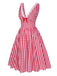 [Vorverkauf] Rot 1950er Spitze V-Ausschnitt Plaid Kleid
