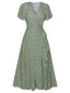 Grün 1940er Blumen Volantärmel Kleid