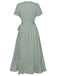 Grün 1940er Blumen Volantärmel Kleid