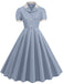 1950er Kontrast Kurzarm Revers Kleid