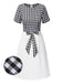 [Vorverkauf] Weiß 1960er Plaids Patchwork Bogen Kleid