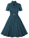 1950er Revers Solide Tasten Gürtel kleid