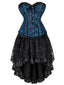 [Vorverkauf] 2PCS Blau 1970er Steampunk Spitze Korsett & High-Low Rock