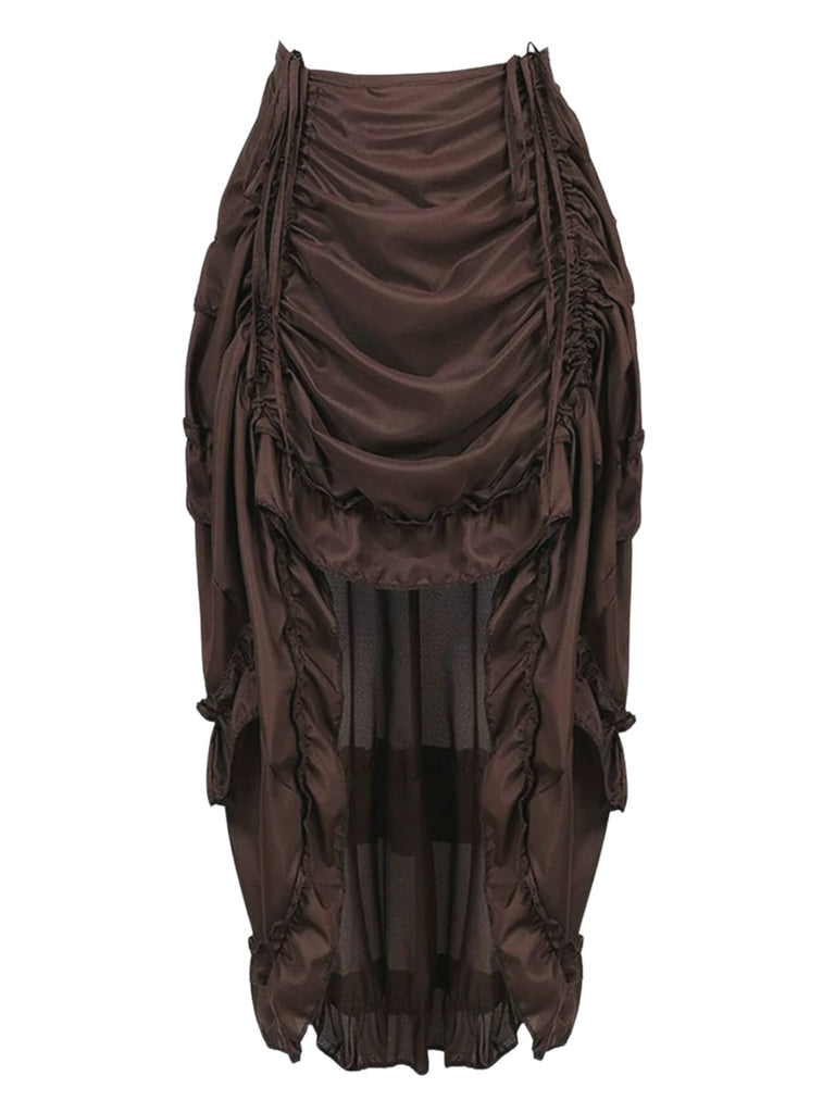 1970er Gothic Steampunk Falten Hoch-Tief Saum Rock