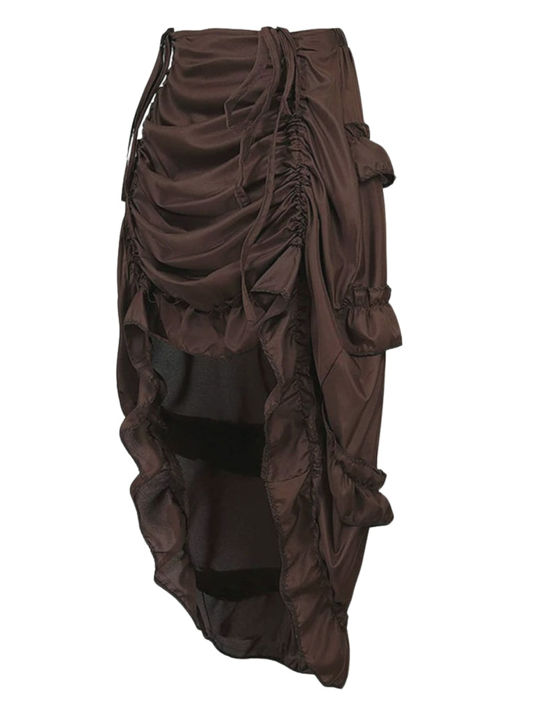 1970er Gothic Steampunk Falten Hoch-Tief Saum Rock