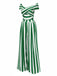 [Vorverkauf] Grün 1960er Schulterfrei Streifen Jumpsuit