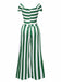 [Vorverkauf] Grün 1960er Schulterfrei Streifen Jumpsuit