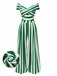 [Vorverkauf] Grün 1960er Schulterfrei Streifen Jumpsuit