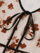 1950er Blumen Bogen V-Ausschnitt Gittergewebe Swing Kleid