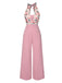 [Vorverkauf] Rosa 1950er Blumen Halfter Jumpsuit