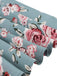Grün 1950er Rose Patchwork Krawattenkragen Kleid
