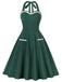 1950er Halter Taschen Rückenfrei Swing Kleid