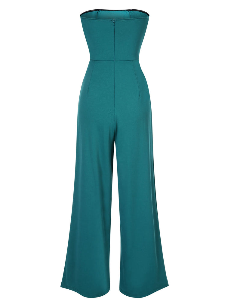 Grün 1930er Solide Twist Bandeau Jumpsuit