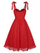 Rot 1950er Schulter Straps Spitze Swing Kleid