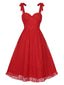 Rot 1950er Schulter Straps Spitze Swing Kleid