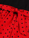 Rot 1950er Polka Dots Patchwork Kleid mit Gürtel