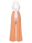 Orange 1930er Farbblock Tiefer V-Ausschnitt Neckholder Jumpsuit