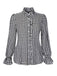 1960er Falten Ausgestellte Manschette Gingham Plaid Bluse