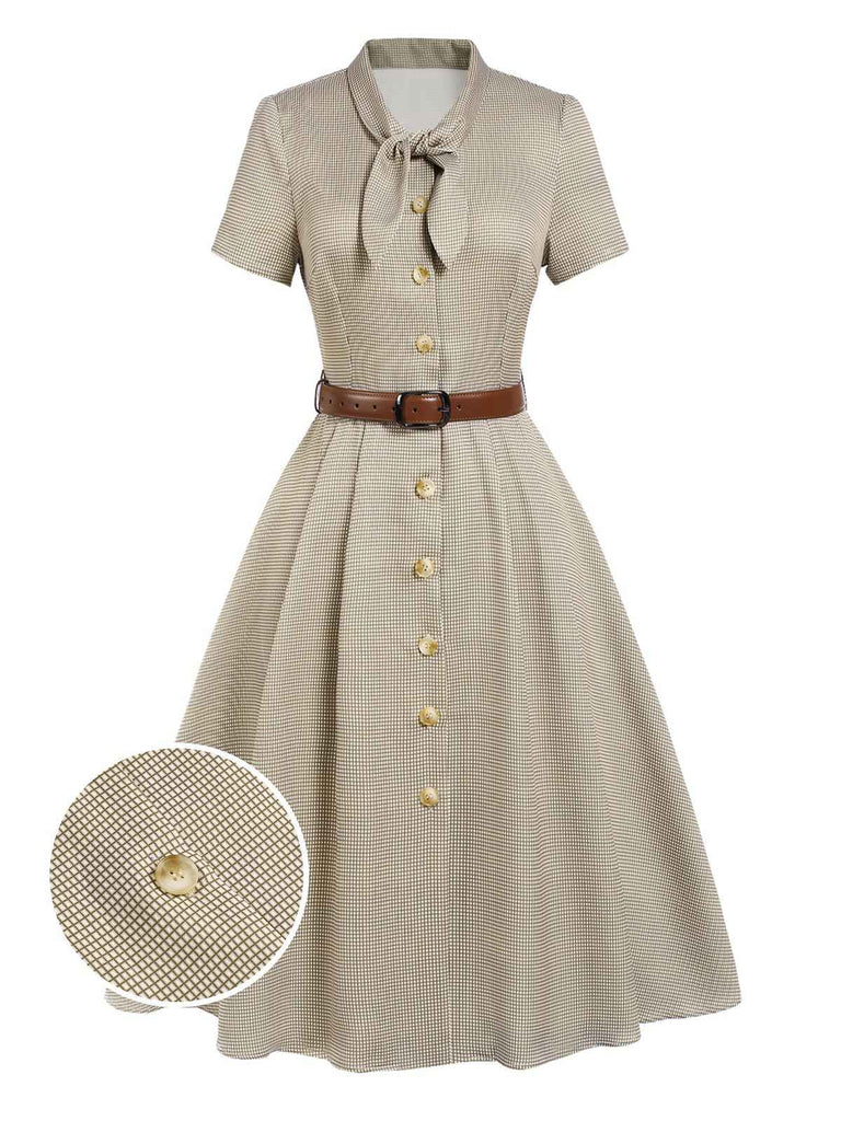 [Vorverkauf] Blau 1940er Kleines Fensterkaro Plaid Kleid