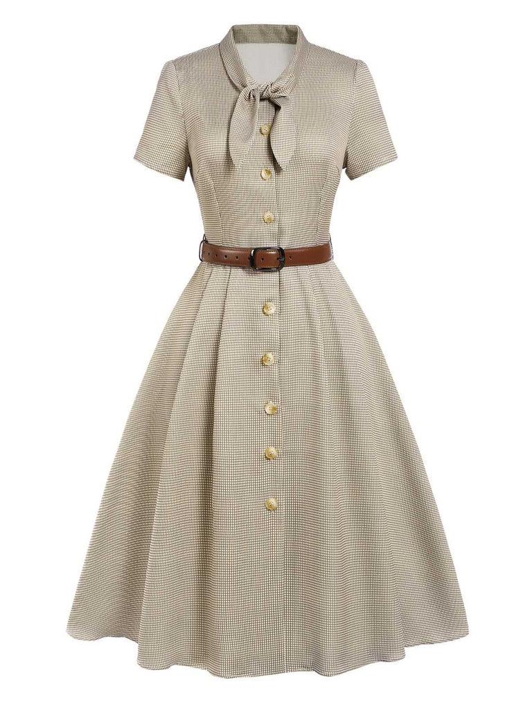 [Vorverkauf] Blau 1940er Kleines Fensterkaro Plaid Kleid