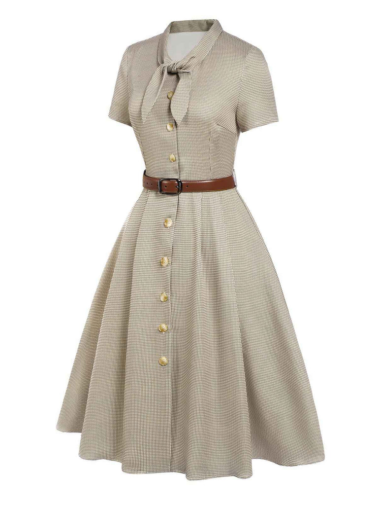 [Vorverkauf] Blau 1940er Kleines Fensterkaro Plaid Kleid