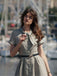 Braun 1940er Kleines Fensterkaro Plaid Kleid