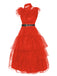 Rot 1950er Wednesday Kostüm Solide Gothic Spitze Kleid mit Gürtel