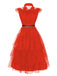Rot 1950er Wednesday Kostüm Solide Gothic Spitze Kleid mit Gürtel