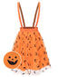 Orange 1940er Halloween Smiley Gesicht Masche Straps Rock