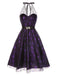 Lila 1950er Laser Masche Spinnennetz Halter Kleid