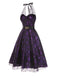 Lila 1950er Laser Masche Spinnennetz Halter Kleid