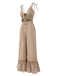 Khaki 1970er Rüschen Weites Bein Jumpsuit