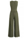 1950er Solide Falten Tiefer V-Ausschnitt Jumpsuit