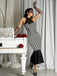 Schwarz 1930er Beetlejuice Kostüm Spinnennetz Streifen Fischschwanz Kleid