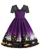 1950er Halloween Spitze Patchwork Kurze Ärmel Kleid