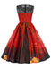 1950er Halloween Spitze Patchwork Ärmelloses Kleid