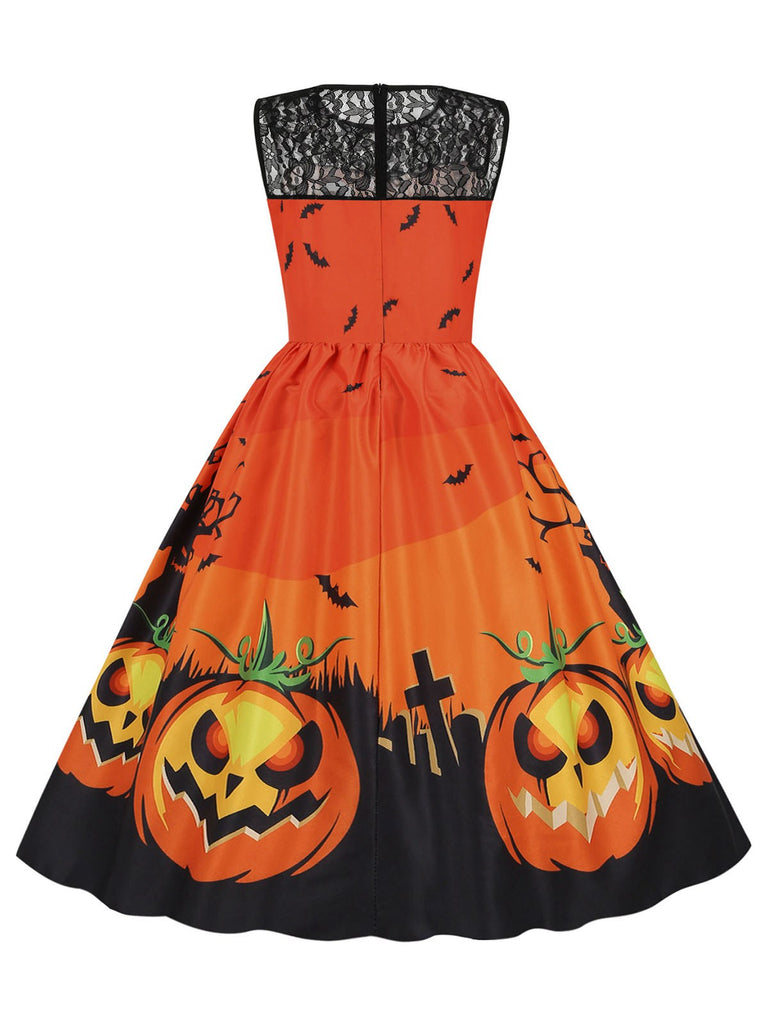 1950er Halloween Spitze Patchwork Ärmelloses Kleid